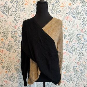 Two-Tone Black and Tan Women Sweater